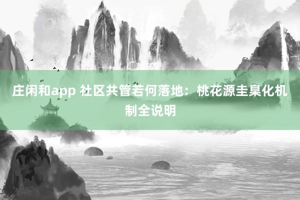 庄闲和app 社区共管若何落地：桃花源圭臬化机制全说明