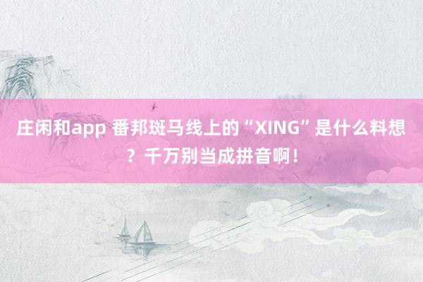 庄闲和app 番邦斑马线上的“XING”是什么料想？千万别当成拼音啊！