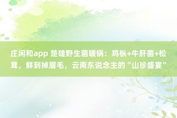 庄闲和app 楚雄野生菌暖锅：鸡枞+牛肝菌+松茸，鲜到掉眉毛，云南东说念主的“山珍盛宴”