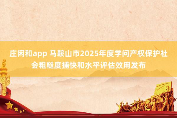 庄闲和app 马鞍山市2025年度学问产权保护社会粗糙度捕快和水平评估效用发布