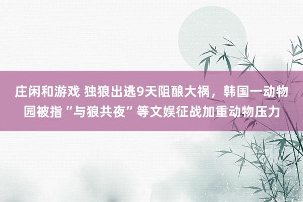 庄闲和游戏 独狼出逃9天阻酿大祸，韩国一动物园被指“与狼共夜”等文娱征战加重动物压力