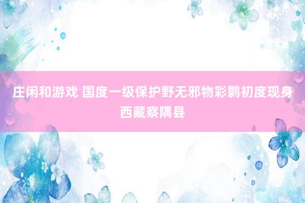 庄闲和游戏 国度一级保护野无邪物彩鹮初度现身西藏察隅县