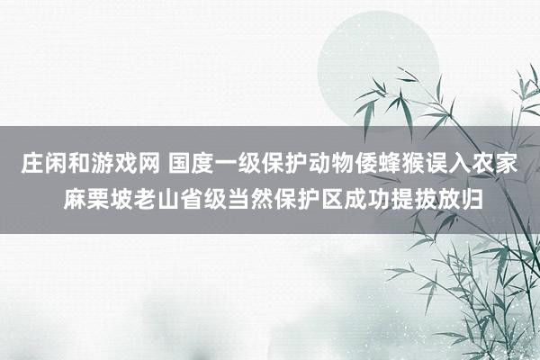 庄闲和游戏网 国度一级保护动物倭蜂猴误入农家 麻栗坡老山省级当然保护区成功提拔放归