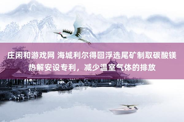 庄闲和游戏网 海城利尔得回浮选尾矿制取碳酸镁热解安设专利，减少温室气体的排放